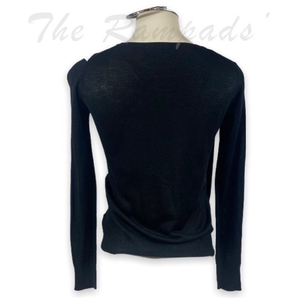 Zara Knit Black and White Draped Layer Long-sleeve Shirt Size Small - Picture 4 of 8